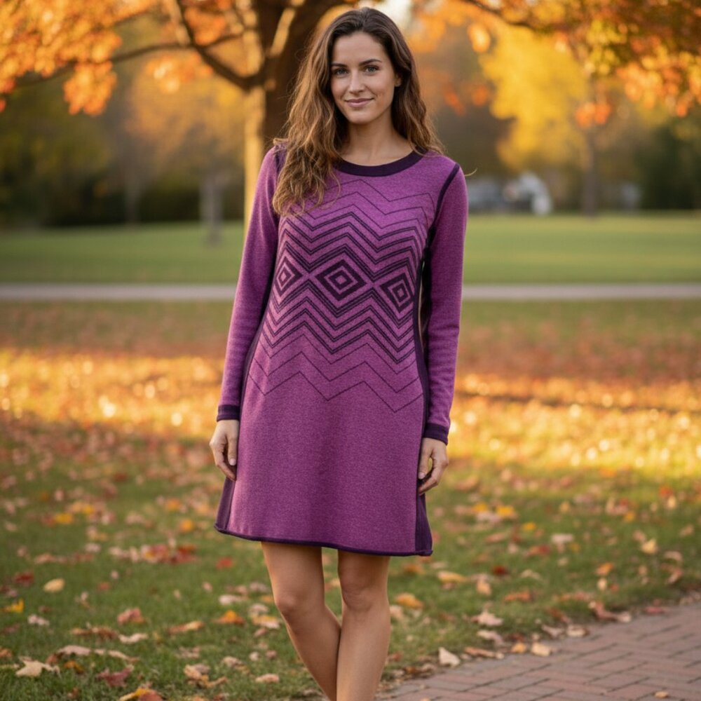 Prana Organic Sweater Dress ✨ Magenta/Purple Boho Athleisure Size
